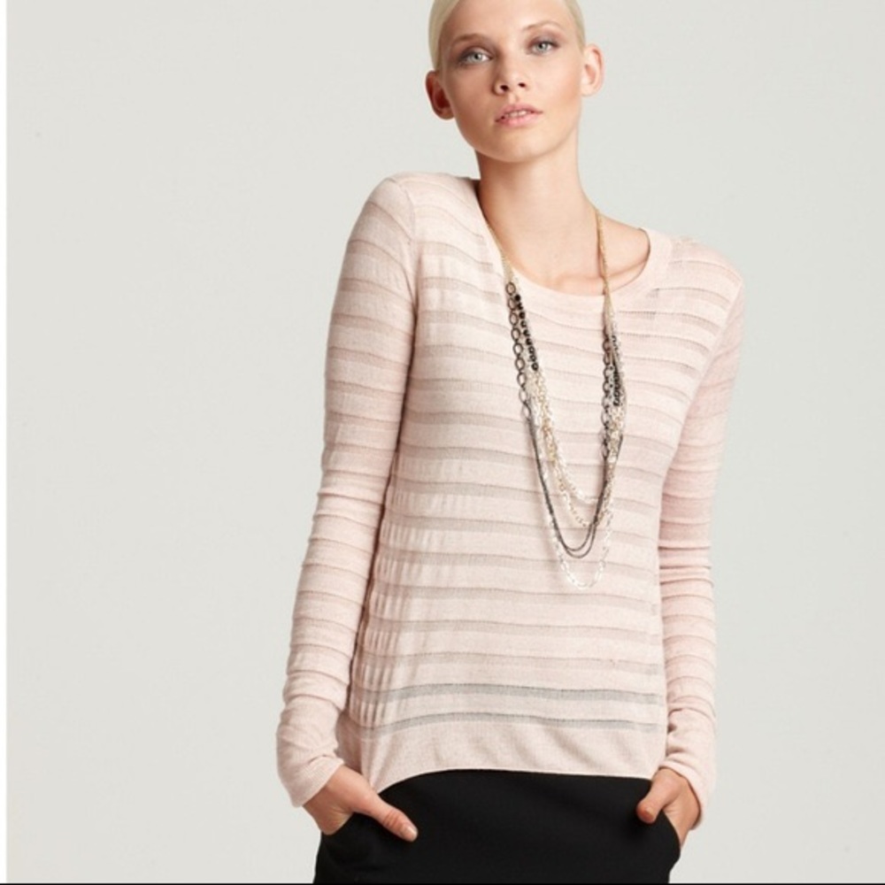 Theory Walsa Briola Blush Knit Stripe Sweater S